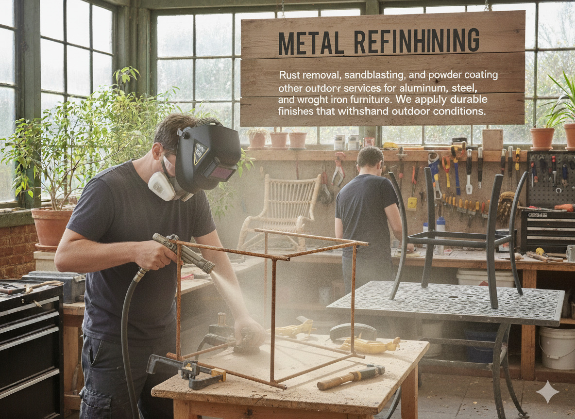 Metal furniture refinishing and powder coating